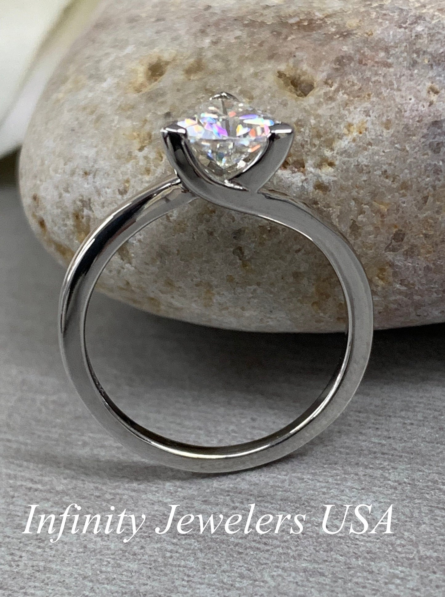 Certified Moissanite, Moissanite Engagement Ring, Trillion Cut Solitaire Moissanite Ring, Unique Engagement Ring, 14k Gold Ring