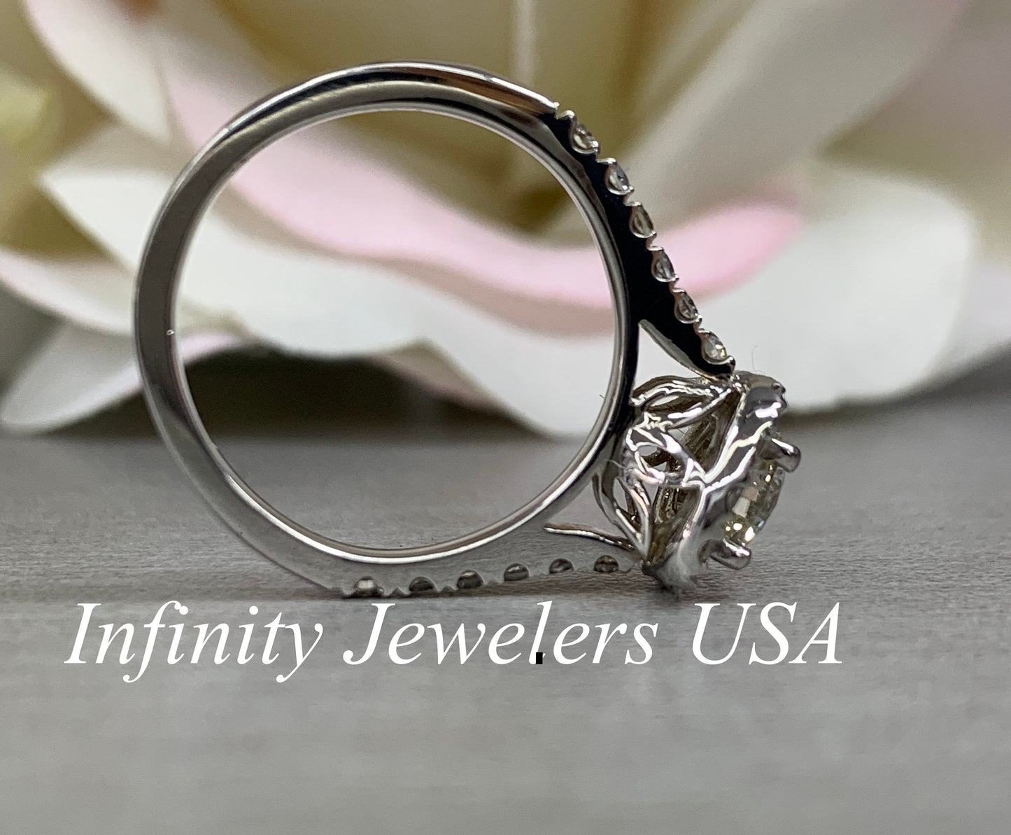Round Diamond Halo Engagement Ring, White Gold Diamond Engagement Ring, Real Diamond Ring, Anniversary Gift For Her, Diamond Halo Ring