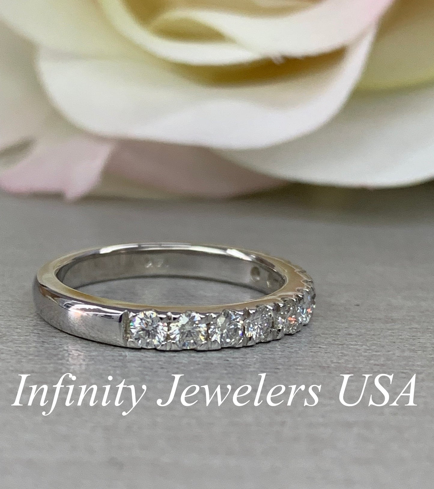 Diamond Wedding Band / Anniversary Band / 14K White Gold Ring / #6438