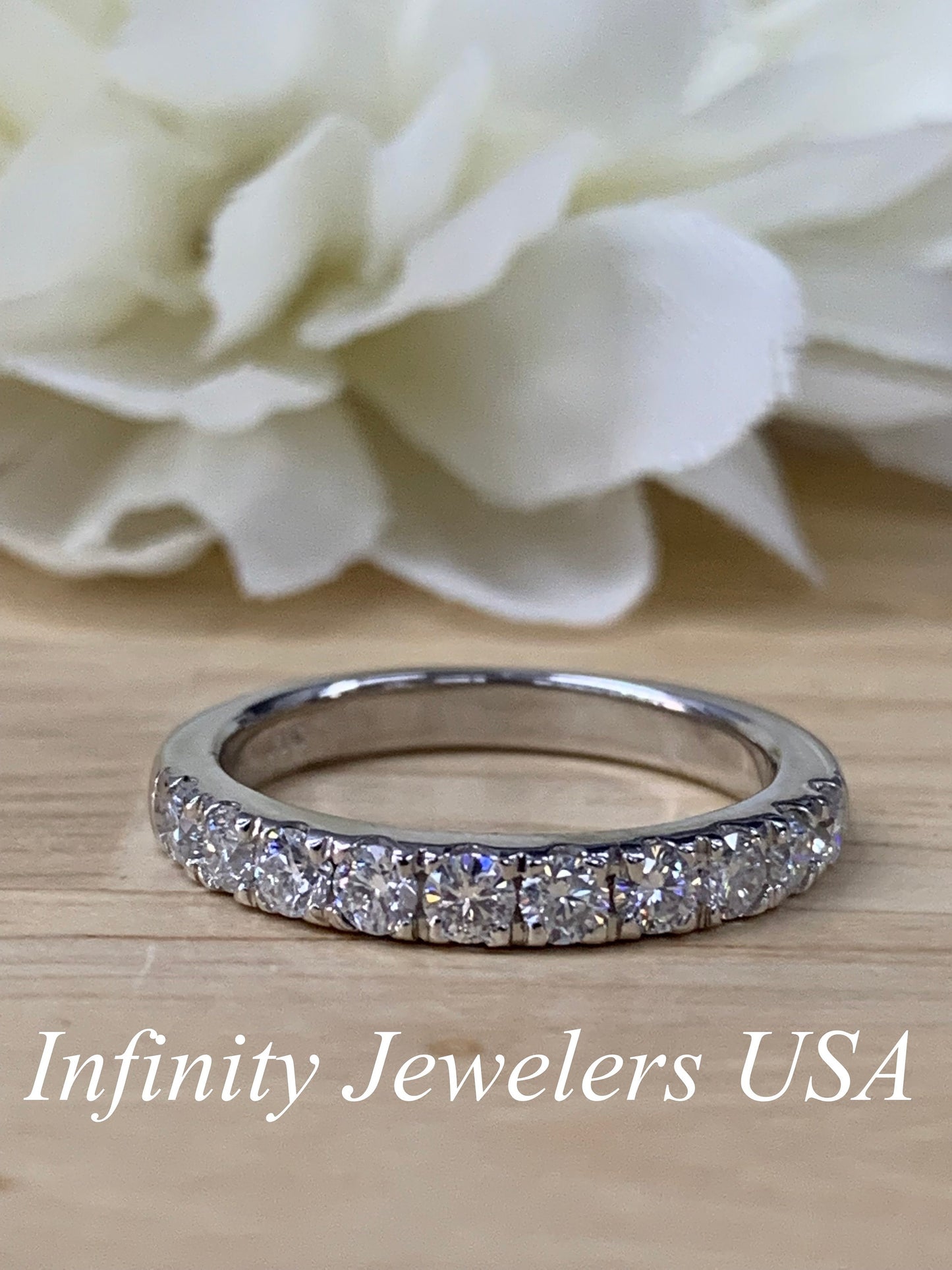 Diamond Wedding Band / Anniversary Band / 14K White Gold Ring / #6438