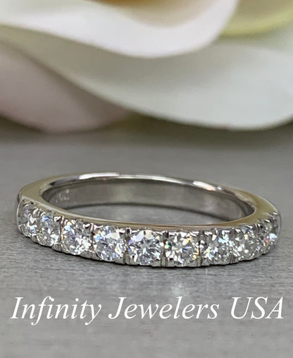 Diamond Wedding Band / Anniversary Band / 14K White Gold Ring / #6438