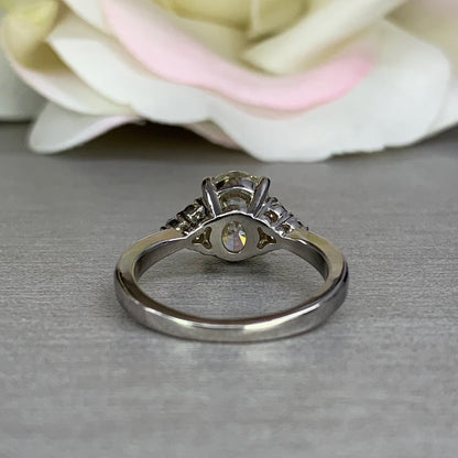 Oval Yellow Moissanite Engagement Ring 14K White Gold  Womens Yellow Moissanite Engagement Ring  Three Stone Moissanite Engagement Ring 6380