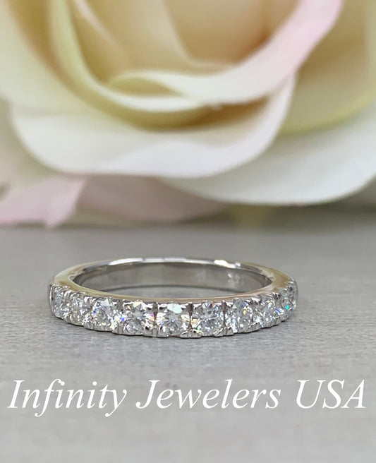 Diamond Wedding Band / Anniversary Band / 14K White Gold Ring / #6438