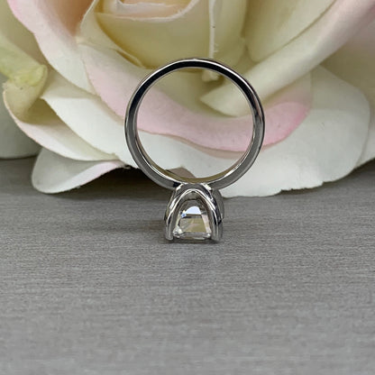 Moissanite Emerald Cut Engagement Rings 14k Solid White Gold , Forever One Moissanite , Emerald Cut Solitaire Moissanite Wedding Ring, #6136