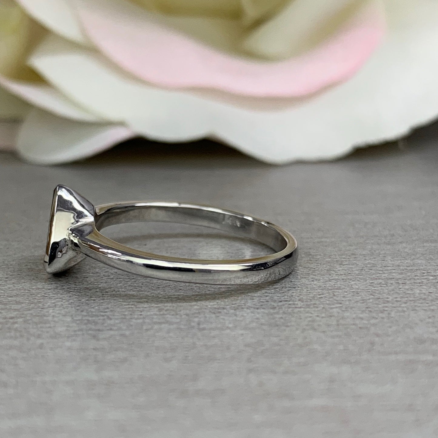 Triangle Gemstone Ring Setting Solid Gold, #5812 Unique Vintage Stacking Ring Tanzanite For Women, Bezel Set Dainty Trillion Tanzanite Rings