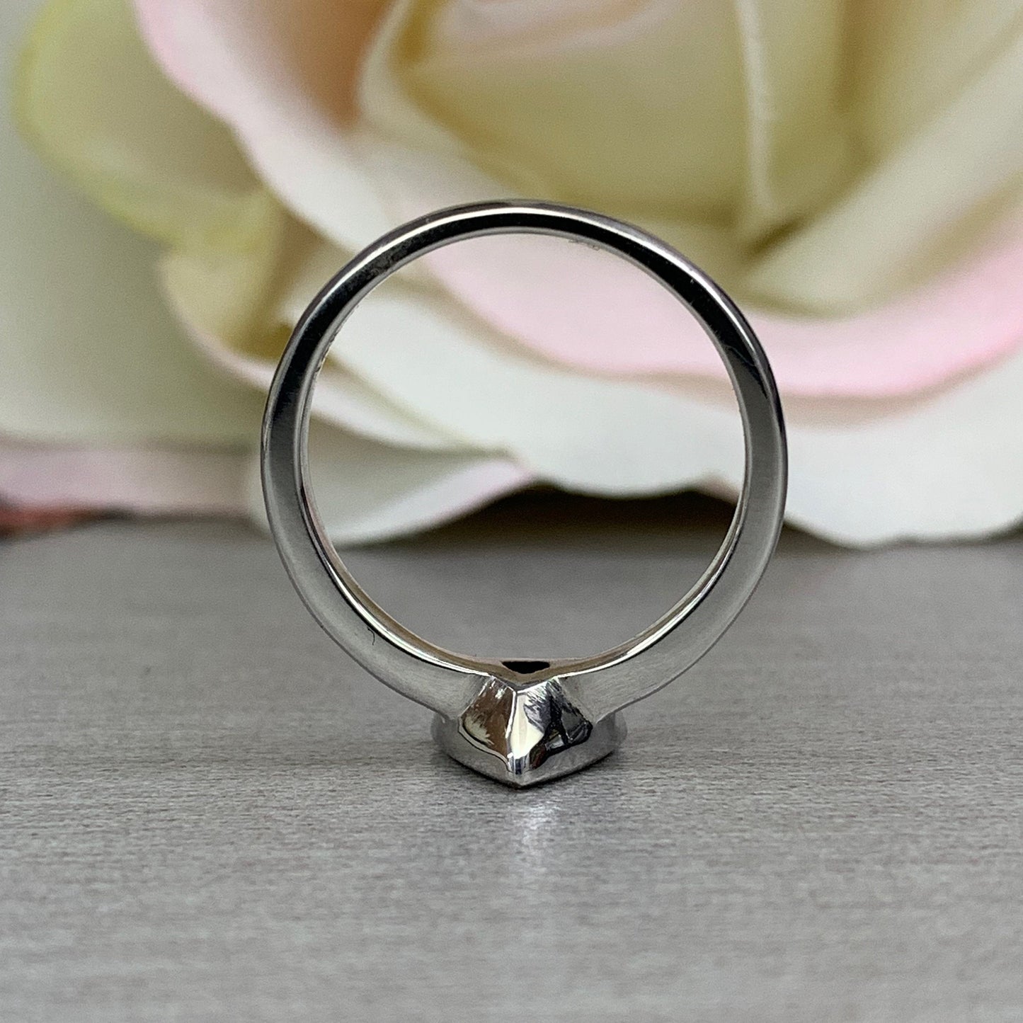 Triangle Gemstone Ring Setting Solid Gold, #5812 Unique Vintage Stacking Ring Tanzanite For Women, Bezel Set Dainty Trillion Tanzanite Rings