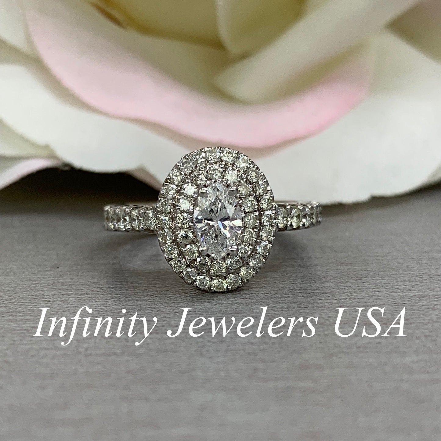 Double Halo Marquis Diamond Engagement Ring, Unique Diamond Engagement Ring, Marquis Diamond Engagement Ring, Anniversary Gift For Her,