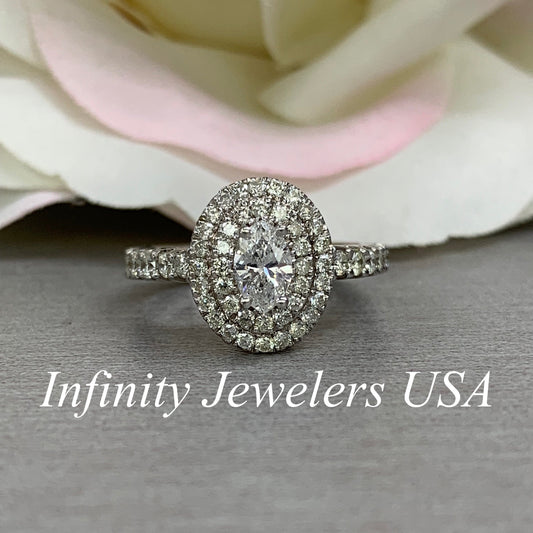 Double Halo Marquis Diamond Engagement Ring, Unique Diamond Engagement Ring, Marquis Diamond Engagement Ring, Anniversary Gift For Her,