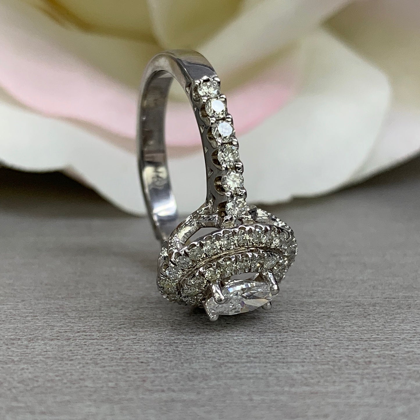 Double Halo Marquis Diamond Engagement Ring, Unique Diamond Engagement Ring, Marquis Diamond Engagement Ring, Anniversary Gift For Her,