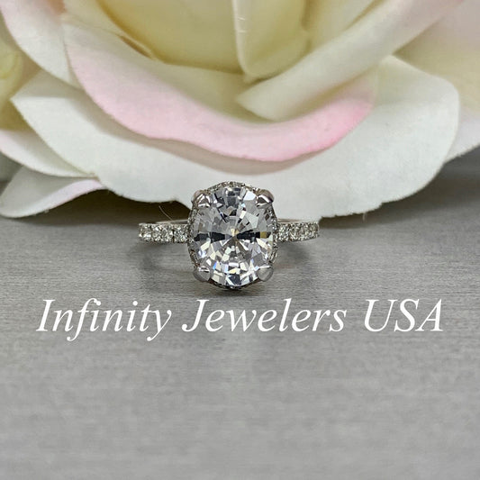 Moissanite Oval Cut Engagement Ring, Moissainte Solitaire Engagement Ring, Bridal Ring, Anniversary Ring, Gift For Her, Closeout #5366