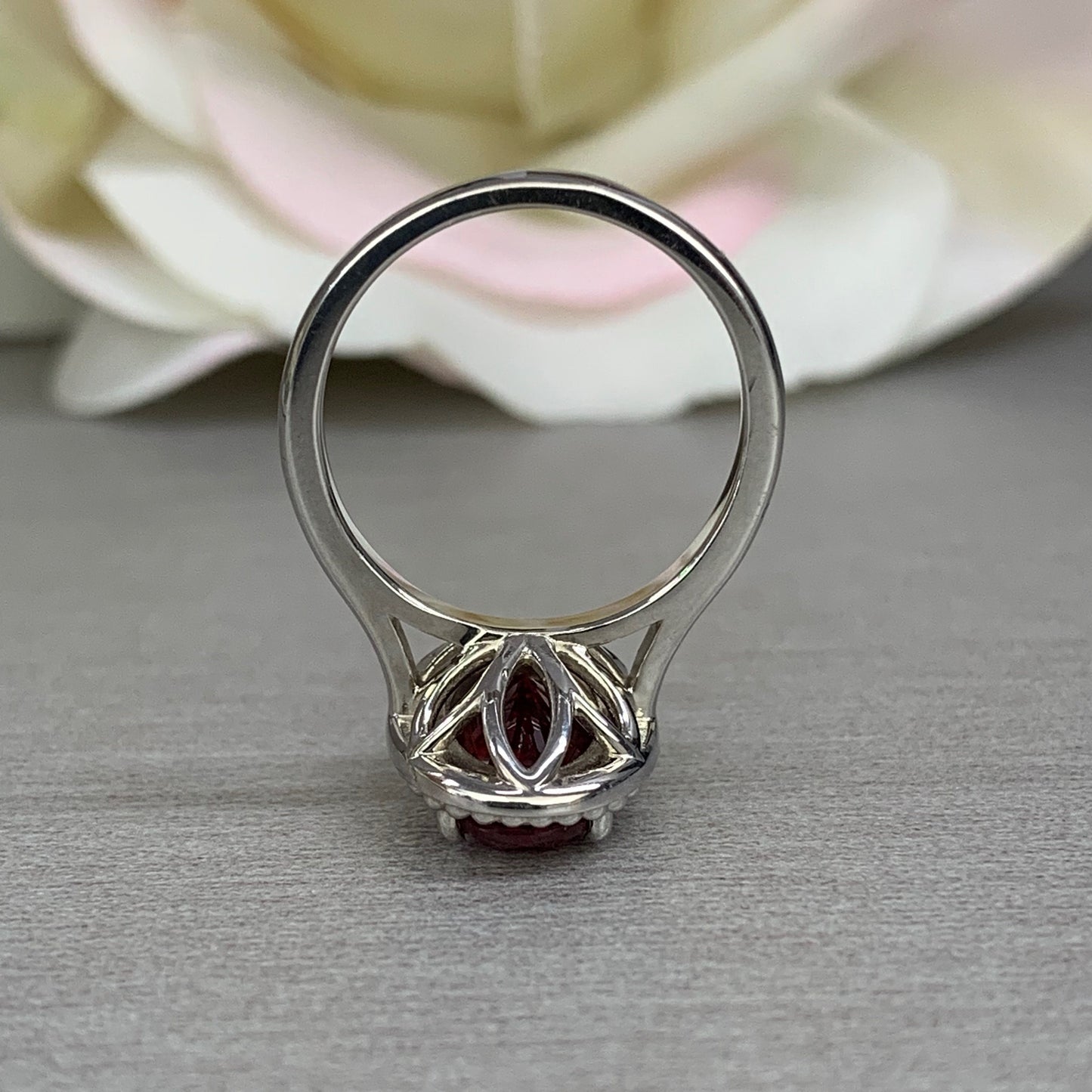 Oval ruby ladies ring 14K solid gold, July birthstone ring with diamonds