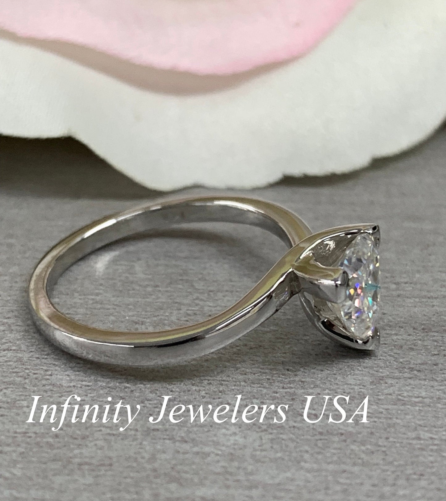 Certified Moissanite, Moissanite Engagement Ring, Trillion Cut Solitaire Moissanite Ring, Unique Engagement Ring, 14k Gold Ring
