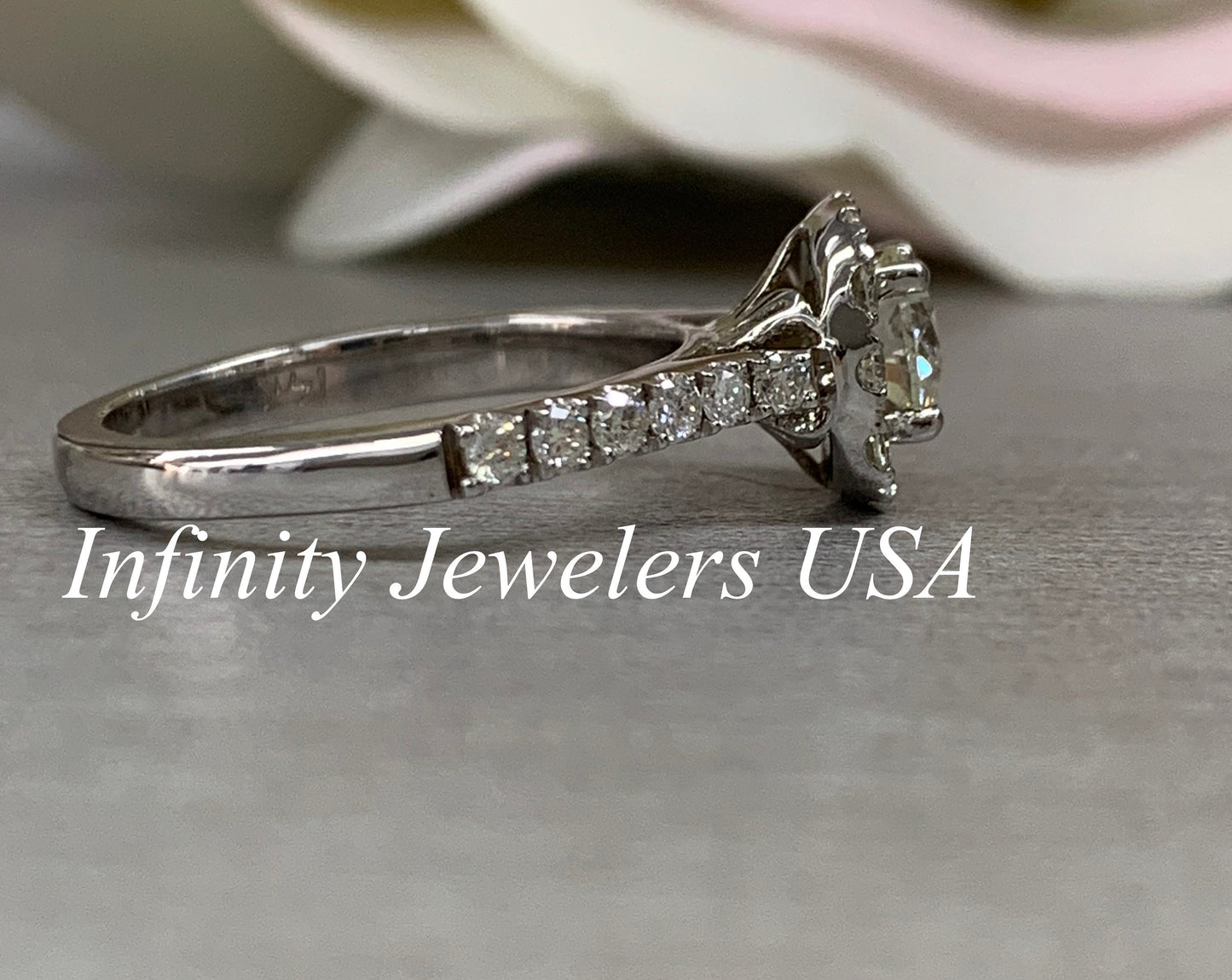 Round Diamond Halo Engagement Ring, White Gold Diamond Engagement Ring, Real Diamond Ring, Anniversary Gift For Her, Diamond Halo Ring