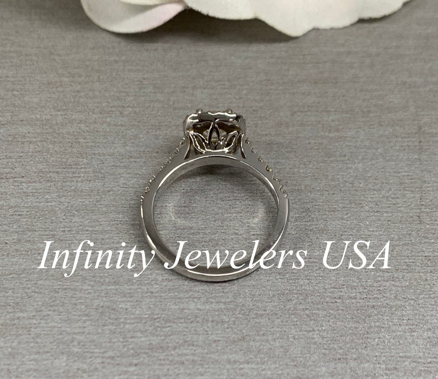 Round Diamond Halo Engagement Ring, White Gold Diamond Engagement Ring, Real Diamond Ring, Anniversary Gift For Her, Diamond Halo Ring