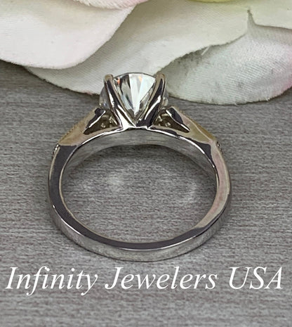 Moissanite Engagement Ring / Round Engagement Ring / Moissanite Wedding Ring / Unique Proposal Ring / 14k white gold / #6460  #6461