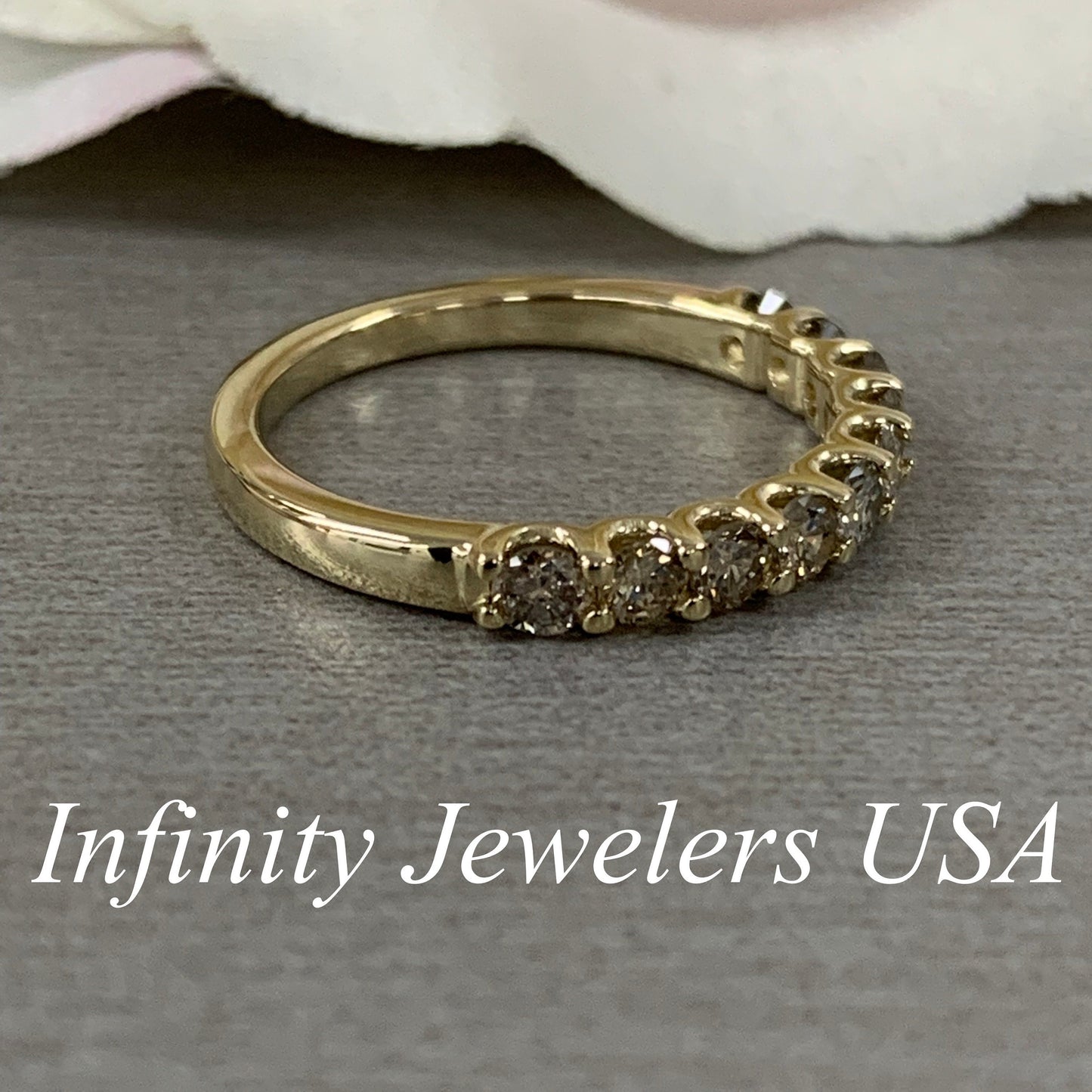 Chanpagane Diamond Wedding Ring / Anniversary Band Set In 14K Yellow Gold