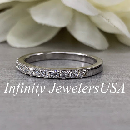 Moissanite Wedding Band,  Round Diamond Brilliant Cut Stone Band,  Anniversary Band  Set In 14K Gold#6584