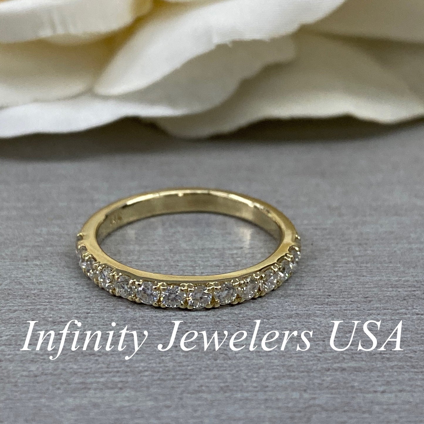 Diamond Wedding Band , Moissanite Band , Dainty Diamond Ring , Delicate Diamond Ring , 14k Yellow Gold ,  Stackable Band , #6616 , #6615