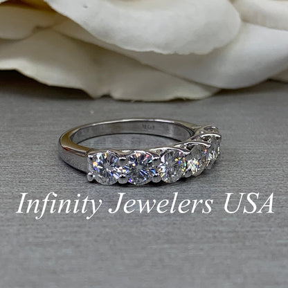 Moissanite wedding band / round  stone  anniversary band /  criss cross setting in 14k gold 6555