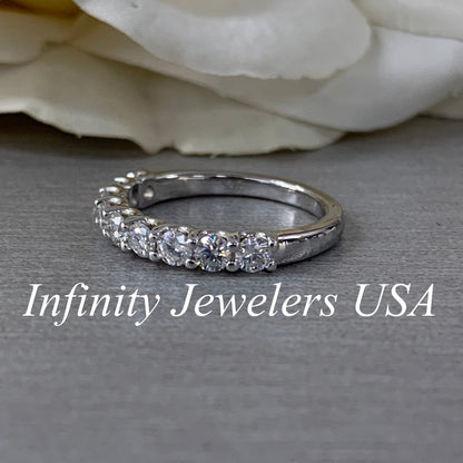 Moissanite Wedding Band / Round Cut Stone Band /  Anniversary Band  Set In 14K Gold