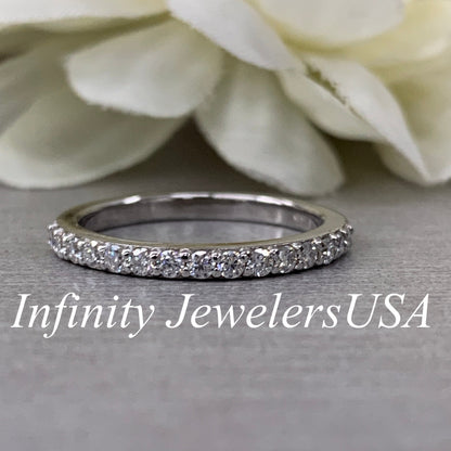 Moissanite Wedding Band,  Round Diamond Brilliant Cut Stone Band,  Anniversary Band  Set In 14K Gold#6584