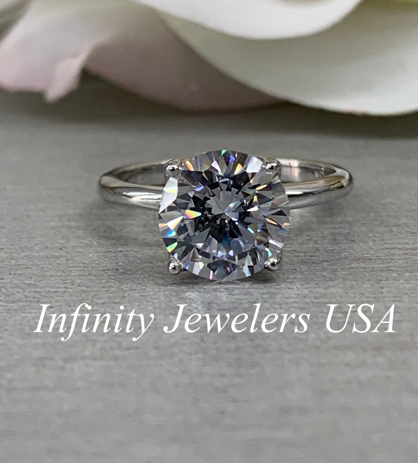 Mossiante Round Solitaire Engagement Ring, Round Brilliant Moissanite Wedding Ring, 14k White Gold Solitaire Moissanite Ring For Her   #6637