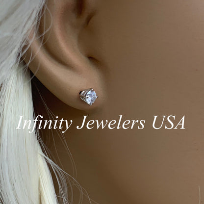 Moissanite Stud Earrings, April Birthstone, Ladies Earrings, Birthday Gift, 14k Gold Earrings, Gift for Her, Infinity Jewelers USA, #6668