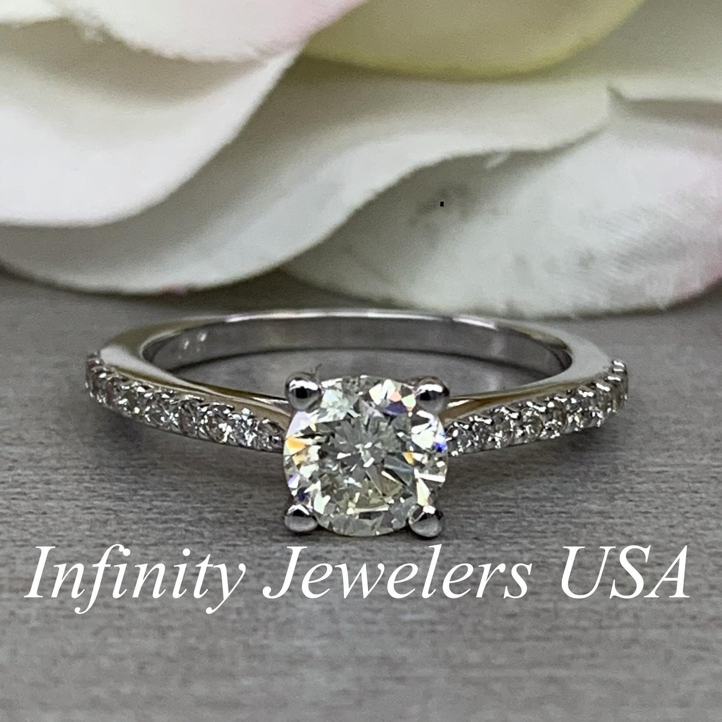 Solitaire Diamond Engagement Ring 14k White Gold, Thin Band Engagement Ring, Simple Promise Ring For Her, Solitaire Engagement Ring,  #6459