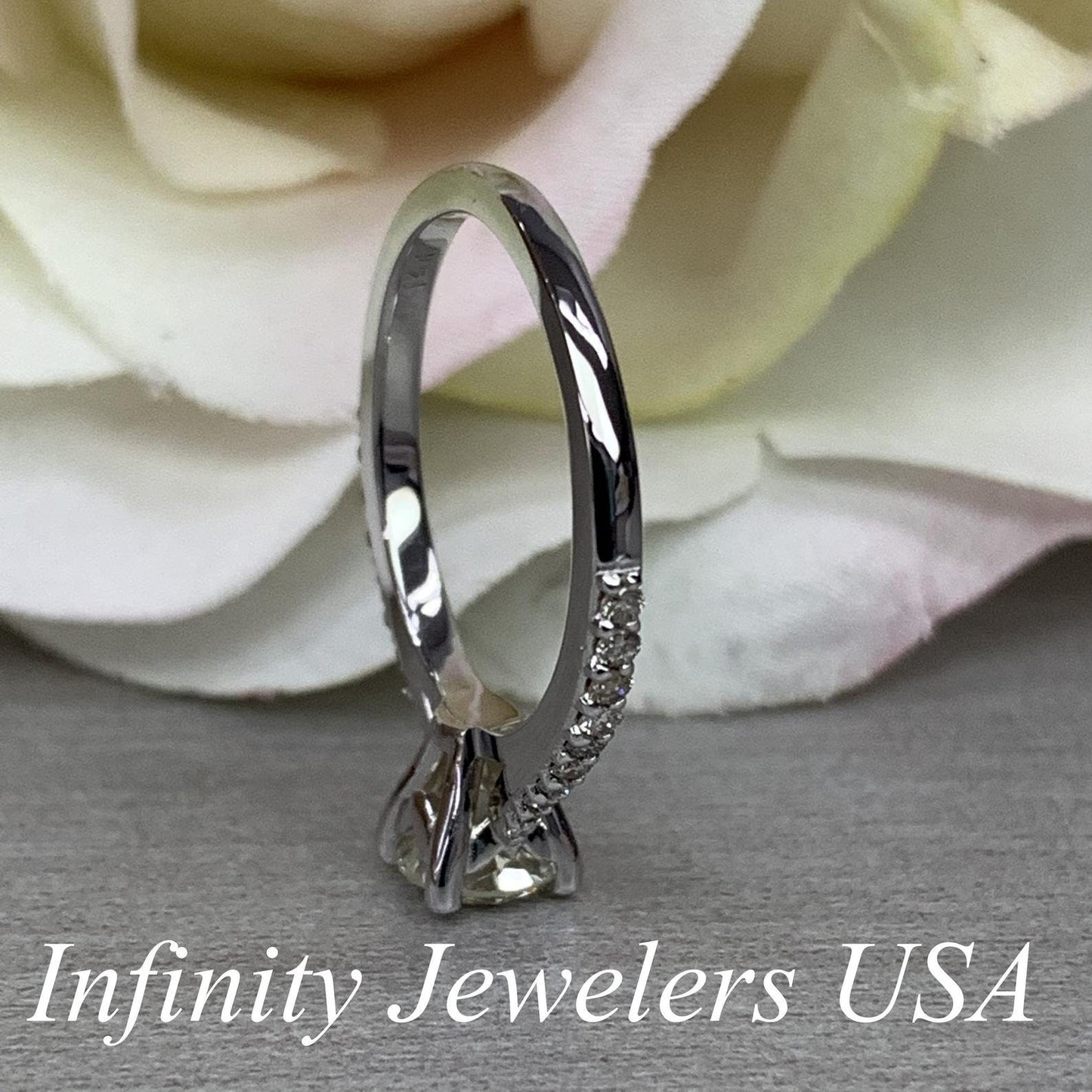 Solitaire Diamond Engagement Ring 14k White Gold, Thin Band Engagement Ring, Simple Promise Ring For Her, Solitaire Engagement Ring,  #6459