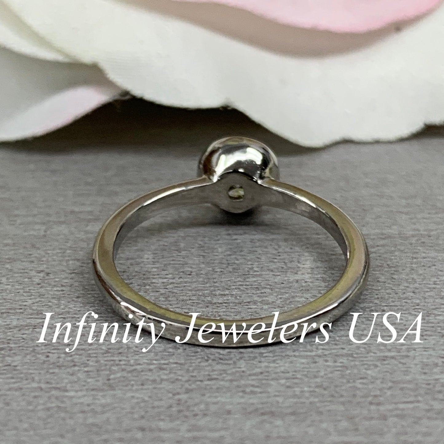 Salt And Pepper Diamond Engagement Ring, Solitaire Bezel Set Ladies Ring, Round Anniversary Ring, 14K White Gold