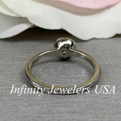 Salt And Pepper Diamond Engagement Ring, Solitaire Bezel Set Ladies Ring, Round Anniversary Ring, 14K White Gold