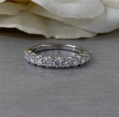 Moissanite Wedding Band / Round Cut Stone Band /  Anniversary Band  Set In 14K Gold
