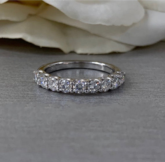 Moissanite Wedding Band / Round Cut Stone Band /  Anniversary Band  Set In 14K Gold