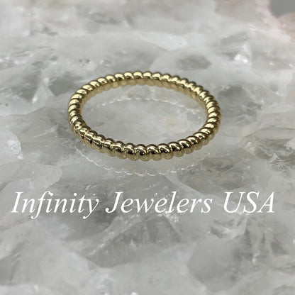 Women's Wedding Band Petite White Gold Twist Stackable Ladies Ring Rope Style Stacking Band, Twisted Rope Eternity Band Yellow Gold,  #6687