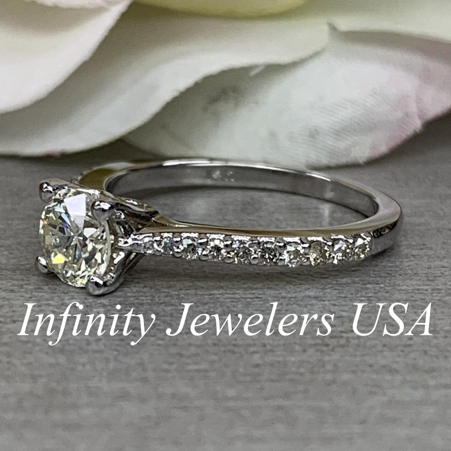 Solitaire Diamond Engagement Ring 14k White Gold, Thin Band Engagement Ring, Simple Promise Ring For Her, Solitaire Engagement Ring,  #6459