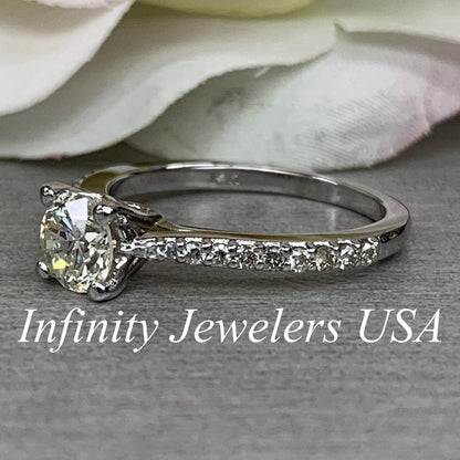 Solitaire Diamond Engagement Ring 14k White Gold, Thin Band Engagement Ring, Simple Promise Ring For Her, Solitaire Engagement Ring,  #6459