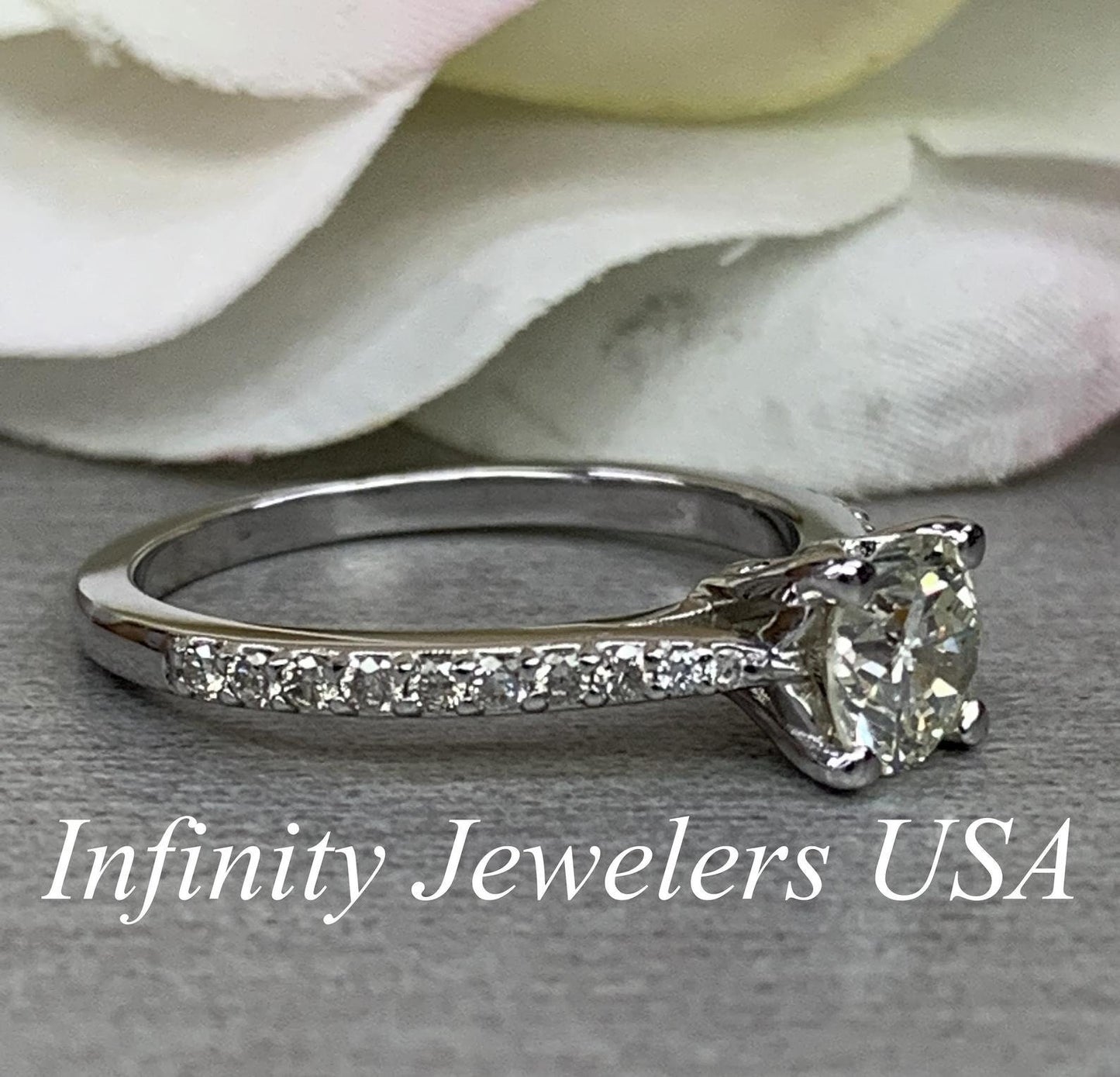 Solitaire Diamond Engagement Ring 14k White Gold, Thin Band Engagement Ring, Simple Promise Ring For Her, Solitaire Engagement Ring,  #6459