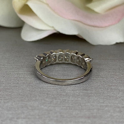 Eternity Wedding Band 14k White Gold, Oval Cut Wedding Band, Anniversary Band, Moissanite Wedding Band, Oval Cut Band, Half Eternity, #6320