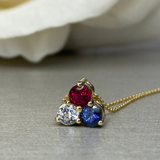 Mothers Birthstone Necklace 14k Yellow Gold, Family Necklace, Grandmothers Birthstone Necklace, Cluster Necklace, Gemstone Necklace, #6762