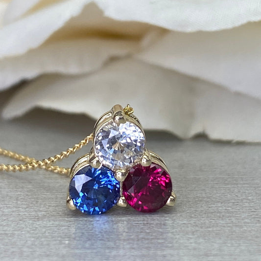 Mothers Birthstone Necklace 14k White Gold, Family Necklace, Grandmothers Birthstone Necklace, Cluster Necklace, Gemstone Necklace,  #6769