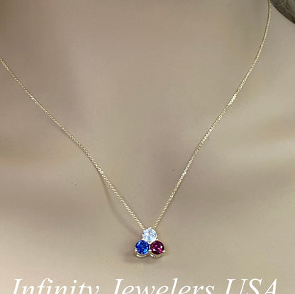 Mothers Birthstone Necklace 14k White Gold, Family Necklace, Grandmothers Birthstone Necklace, Cluster Necklace, Gemstone Necklace,  #6769