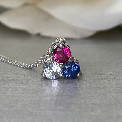 Mothers Birthstone Necklace 14k White Gold, Family Necklace, Grandmothers Birthstone Necklace, Cluster Necklace, Gemstone Necklace,  #6763
