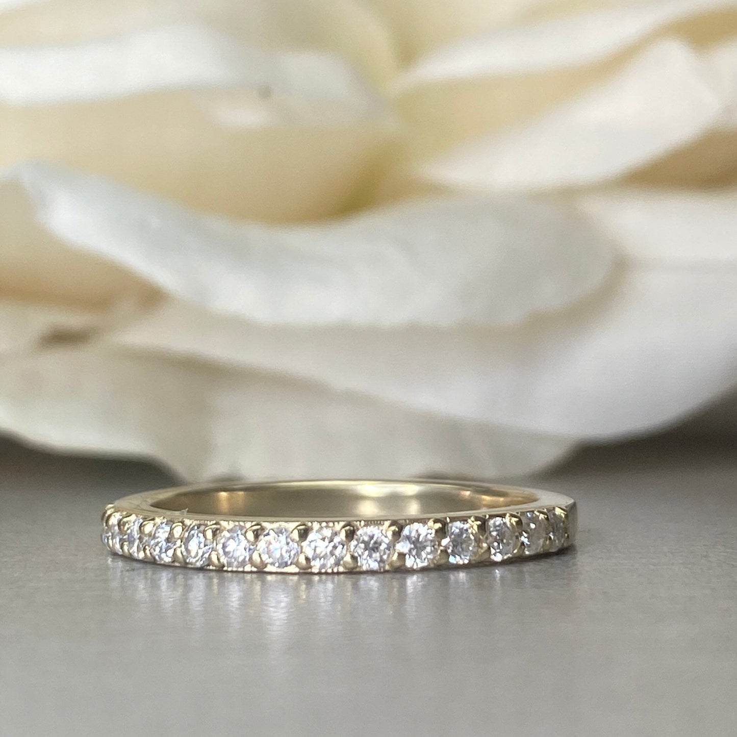 Diamond Wedding Band / Dainty Ring With Diamonds / Delicate Diamond Ring / 14k Yellow Gold / Diamond Stackable Band  / #6466 #6467