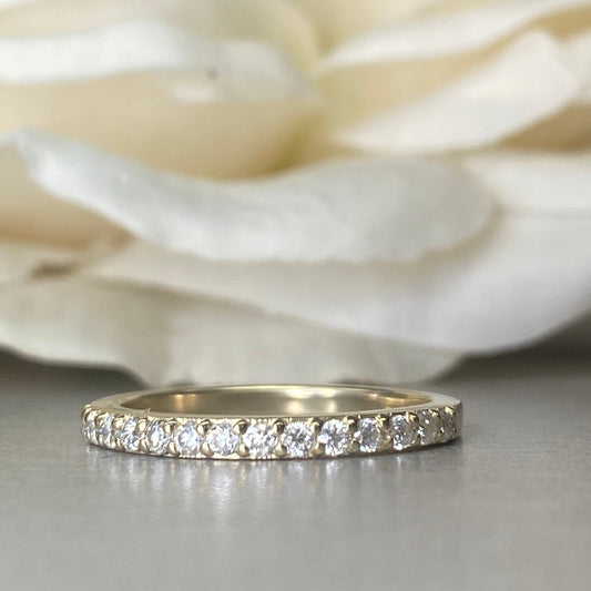 Diamond Wedding Band / Dainty Ring With Diamonds / Delicate Diamond Ring / 14k Yellow Gold / Diamond Stackable Band  / #6466 #6467