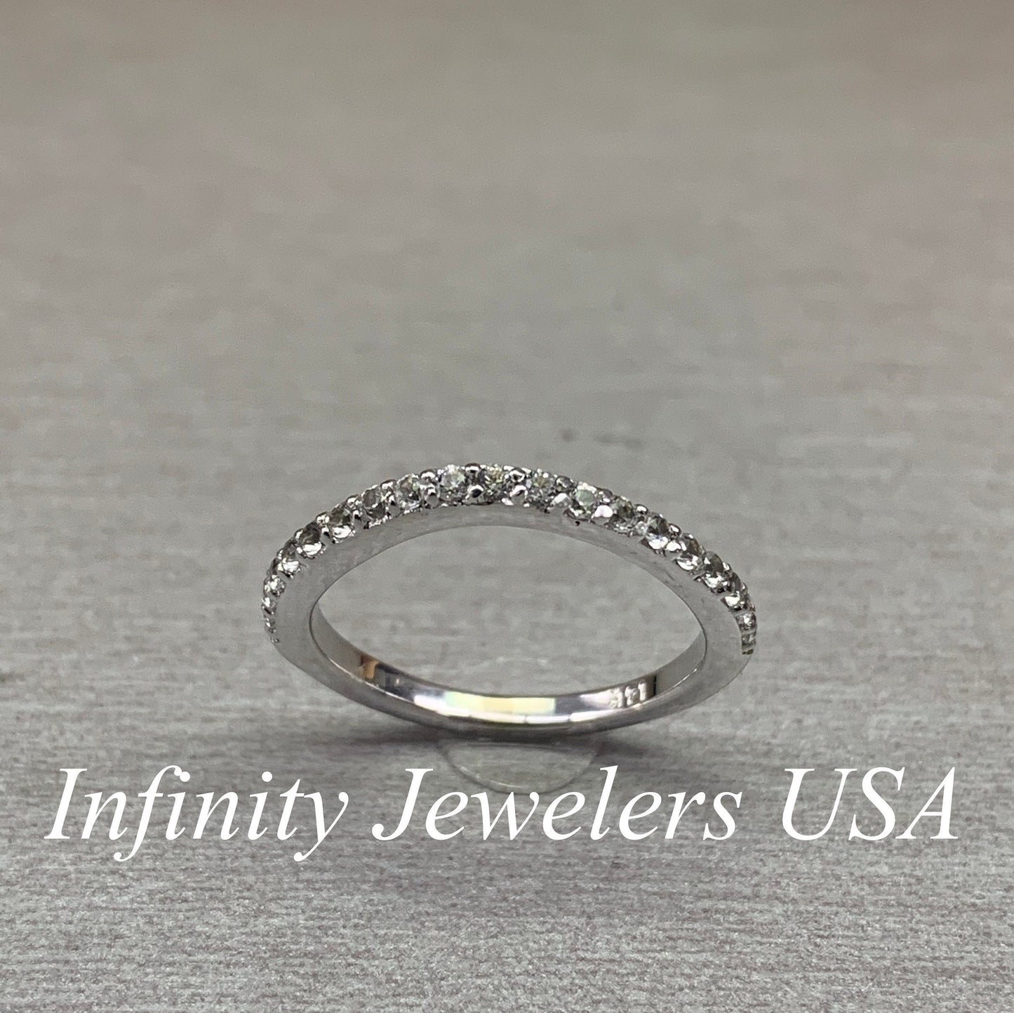 Diamond Curved Band, Stacking Curved Ring, Dainty Stacking Band, Delicate Moissanite Wedding Band, White Gold Engagement Ring,  #4982 #6495