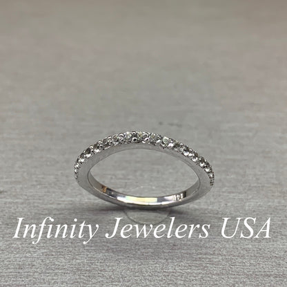 Diamond Curved Band, Stacking Curved Ring, Dainty Stacking Band, Delicate Moissanite Wedding Band, White Gold Engagement Ring,  #4982 #6495