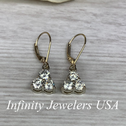 Moissanite Earrings, Dangle Earrings, Drop Earrings, Lever back Earrings, 1.50ctw. 14K White Gold #6907 #6908 #6909