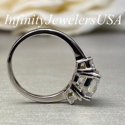 Cushion Cut Moissanite Engagement Ring 14k Solid White Gold, Three Stone Cushion Cut Engagement Ring, Cushion Cut Unique Women's Ring, #6235