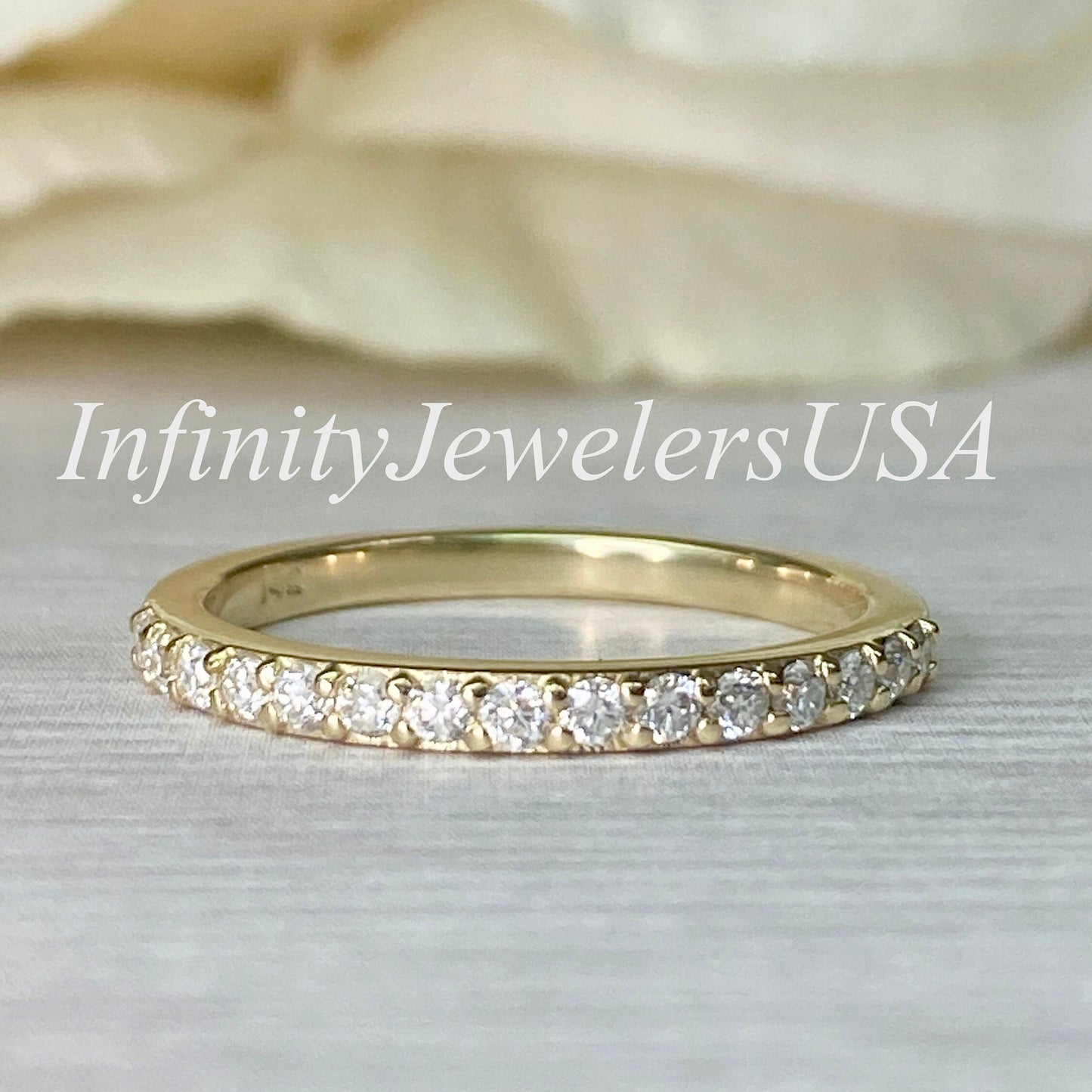 Diamond Wedding Band / Dainty Ring With Diamonds / Delicate Diamond Ring / 14k Yellow Gold / Diamond Stackable Band  / #6466 #6467