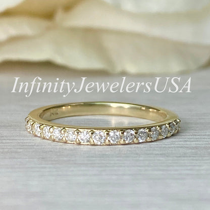 Diamond Wedding Band / Dainty Ring With Diamonds / Delicate Diamond Ring / 14k Yellow Gold / Diamond Stackable Band  / #6466 #6467